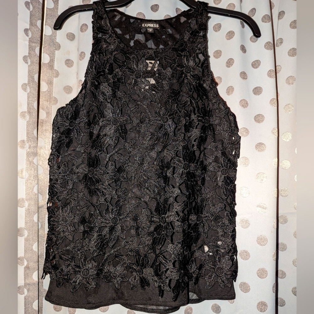 EXPRESS Floral Lace Cutout Lined Tank S NWT